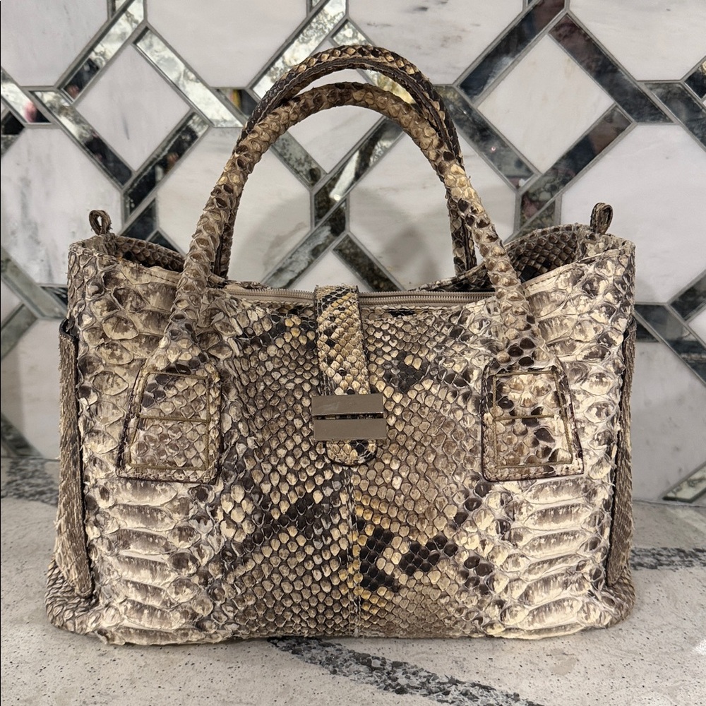 Python Leather VintageHandbag Made In Italy